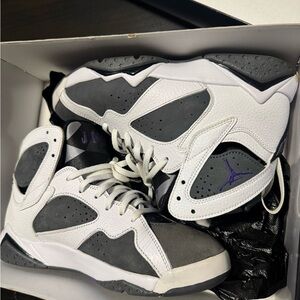 Jordan Sneakers White and Gray with Purple Accents